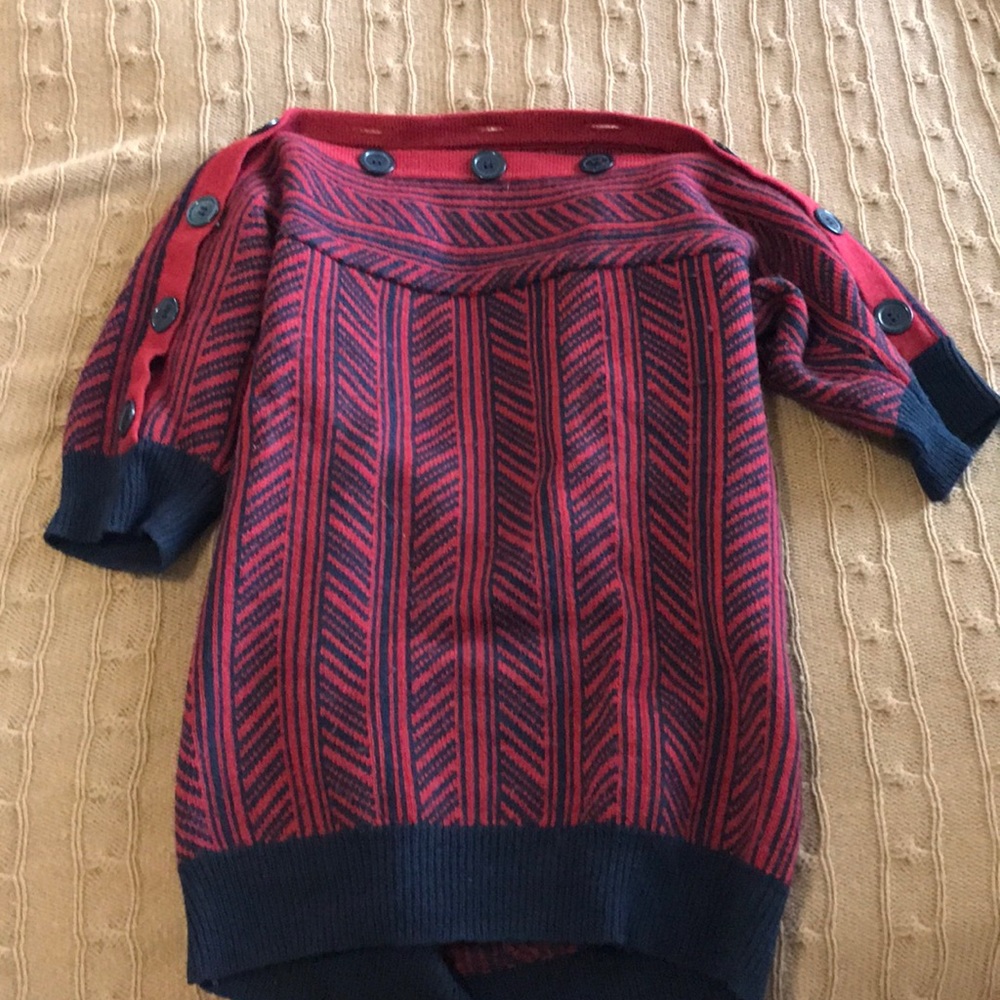 Marc by Marc Jacobs boat neck red and navy sweater